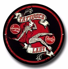 TATTOOED LADY METAL SIGN,VINTAGE,TATTOO,OLD SCHOOL,DECOR,POSTER,TATTOO PARLOUR