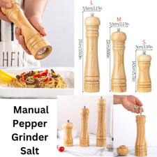 Oak Wooden Manual Pepper Grinder Salt Spice Herb Mill Refillable NEW