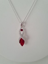 Warren James  Red Zircon teardrop with crystal from Swarovski pendant Necklace