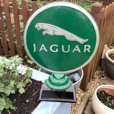 Jaguar Car Advertising Sign Green Cast Aluminium On A Stand - 52 Cm X 38 Cm 