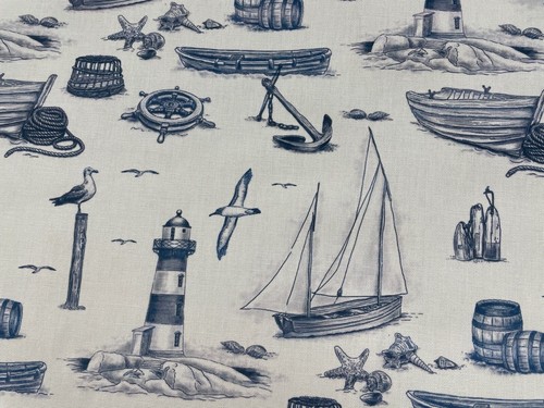 Salcombe boats toile fabric - boats,