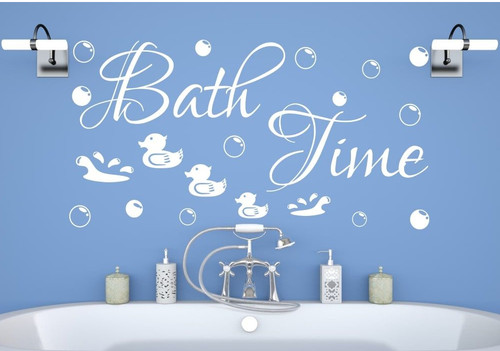 Bath time bubbles duck wall - time,