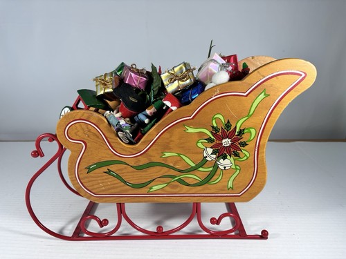 Santa sleigh red metal runners - santa,