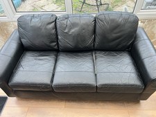 Forniture Village 3 Seater Sofas In Black Leather Good Condition with Cushions 3