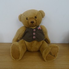 Silver Cross Union Jack Waistcoat Plush Teddy Bear Soft 40cm Brown Embroide Size