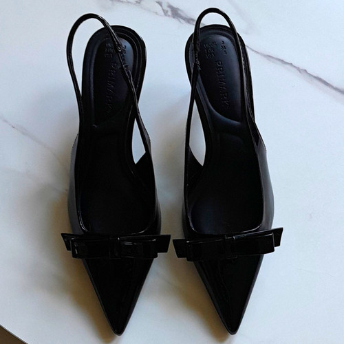 Primark black patent slingback - black,