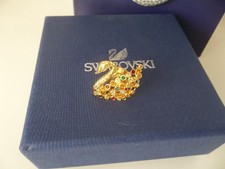 Vintage Signed Swarovski Multicoloured Gold Tone Swan Pin Tie Tack Hat Lapel Pin