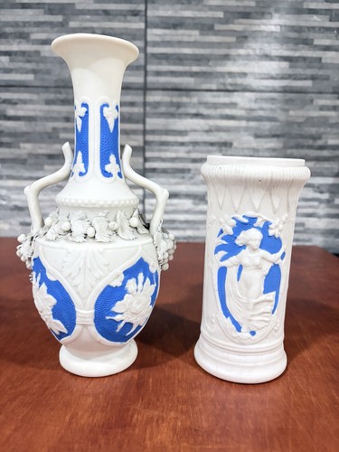 Parian ware white blue - x, &