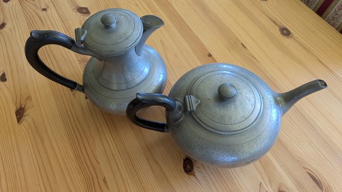 Pewter coffee and - and, pot