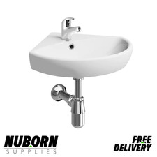 Twyford E100 | Round 500mm 1TH Corner Basin, E14191WH, BASIN ONLY