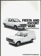 Ford Fiesta Van Mk1 & Escort Van Mk2 1978 UK Market Salesmans Brochure 