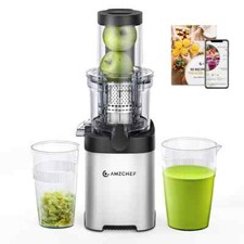 AMZCHEF Juicers Whole Fruit and Vegetable 80MM, Cold Press Juicer Machine, Steel