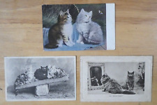 Old Postcards of Cats, Kittens x3 - Davidson Bros, H M & Co, The Wrench Series