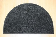 BLACK HALF MOON RUG 77CM X 50CM GLITTER FRONT BACK DOOR MAT BLACK GLITTER