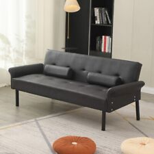 3 Seater Click Clack Sofa Bed Recliner Settee Couch Sofabed with Bloster Pillows