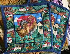 Vintage Chicken/Cockerel Cushion Cover, Country Farmhouse 16 x 16"