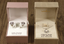 Rachel Ashwell 925 Silver CZ earrings + Isabella M 925 CZ 16" Necklace - Boxed