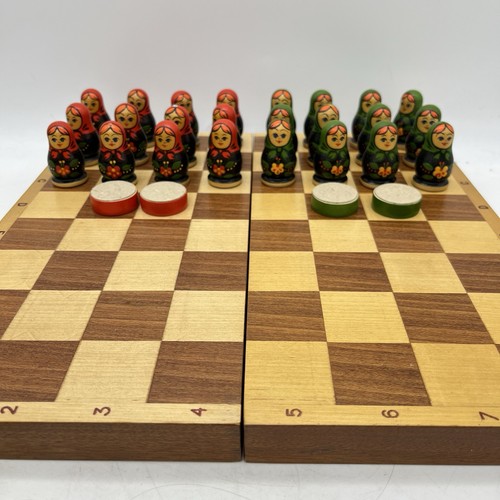Vintage soviet wooden checkers - vintage,