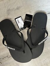 Emporio Armani Swimwear  Emporio Logo Flip Flops, 8(42), Black, NEW
