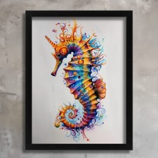 Watercolour Seahorse Wall Art