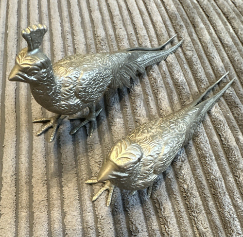 Pair metal pheasant bird - pair,