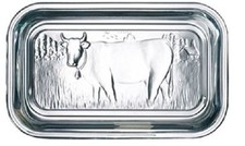Storage Glass Embossed Cow Design Lid Butter Dish dairy kitchen fridge