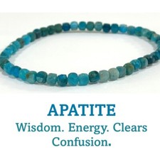 Apatite Cube Cut Crystal Stone Bracelet 4mm Crystal Stone Bracelet Freedom