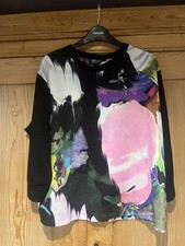 Topshop Women's Multicoloured Blouse With Black Cotton Sleeves Size 16