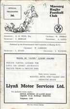 Maesteg v Aberavon 14 Oct 1961 RUGBY PROGRAMME