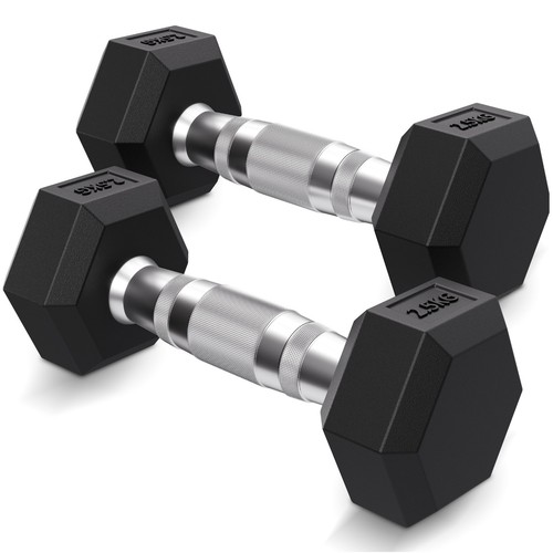 Hex rubber coated - coated, dumbbells