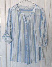 Ladies Kaftan Shirt Size 12 NEW Blue White Yellow