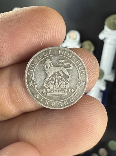 George sixpence 1914 silver - v,