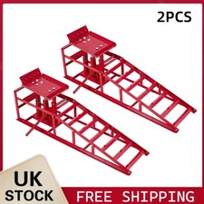 2 x Heavy Duty Metal Car Ramp Lift Height Adjustable 2Ton Hydraulic Jack Garage