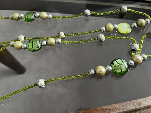 Green glass bead - green, necklace