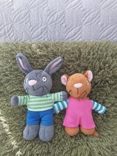 RARE  VINTAGE PIP AND POSY PLUSH TEDDIES RABBIT & MOUSE 7" COMFORTERS VGUC  CUTE