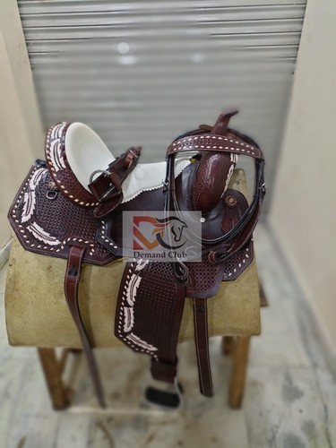 Western leather barrel horse - leather,