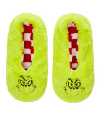 The Grinch Slippers Adult Lime Green Cosy Footlets Gripper Sole Size 2-5 UK