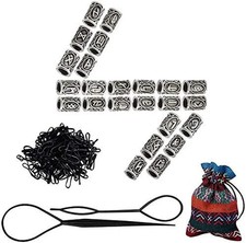 FOGAWA 24Pcs Viking Beard Beads for Men Beard Rings Vikings Rubber Bands Pouch
