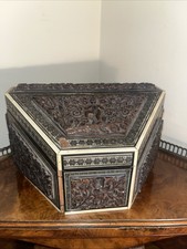 19th Century Antique Anglo Indian Carved Sandalwood  letter Box