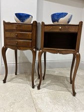 Pair French Carved His N Hers 3+1 Drawer Cherrywood Bedside Drawers Table Units