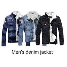 Mens Denim Jackets Warm Faux