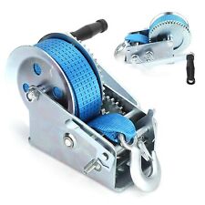 3500lbs Heavy Duty 32.8ft Strap Hand Crank Winch Dual Gear Boat Trailer Manual-