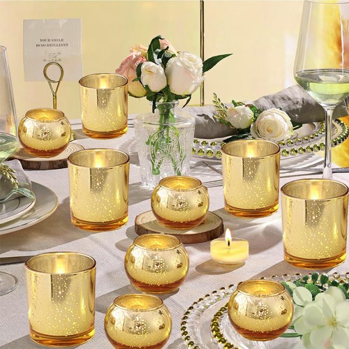 12pcs gold votive - gold,