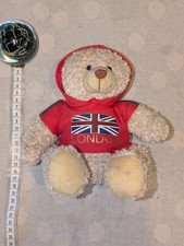 London Souvenir Teddy Bear with Red Union Jack Hoodie – 24 cm Plush Toy