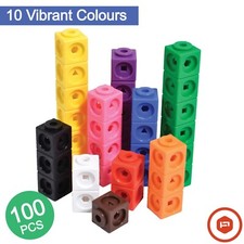 Maths Cubes - 100-Piece Set of Fidget Linking Cubes for Early Learning and Maths