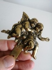 Vintage Solid Brass Cherub Wall Hook – Heavy Cast Angel Ornament 10cm