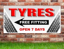 TYRE SIGN BANNER OUTDOOR SIGNS SHOP VINYL BANNERS PVC BUSINESS GARAGE BOSS SIGNS