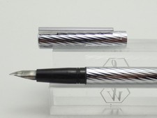 RARE 1970's Waterman Torsade Polished Chrome Twist Fountain Pen, CT, F Steel Nib