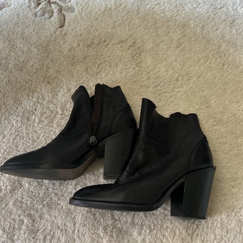 Topshop black leather western - black,