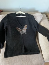 Zara Knitted Jumper Black  Sequin Butterfly Size M